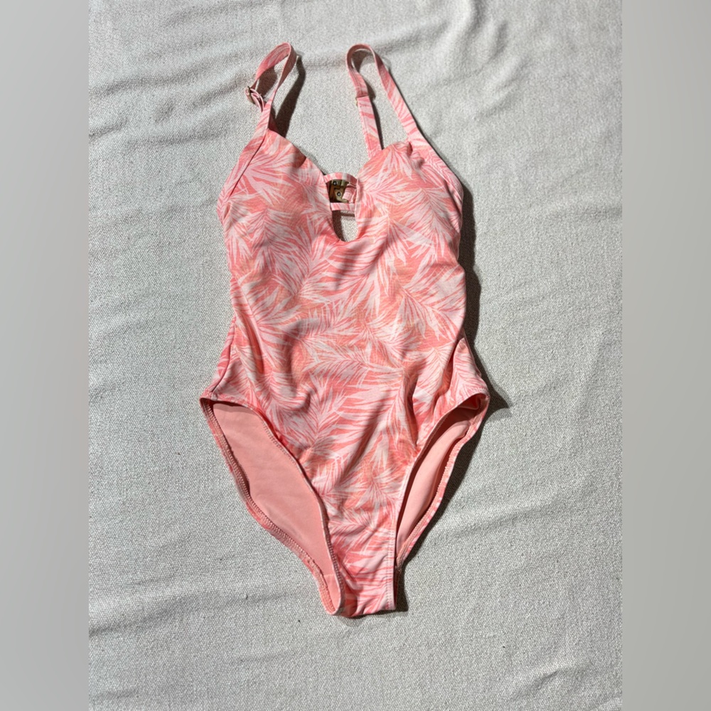 Piping Hot Swimwear Deep V-neck Cut Out One Piece Coral Fauna Bathing Su…